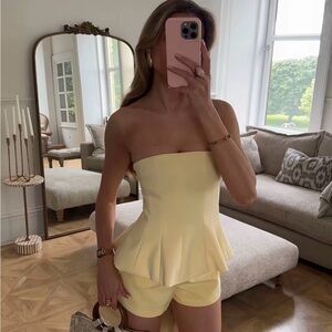 Zara strapless top yellow